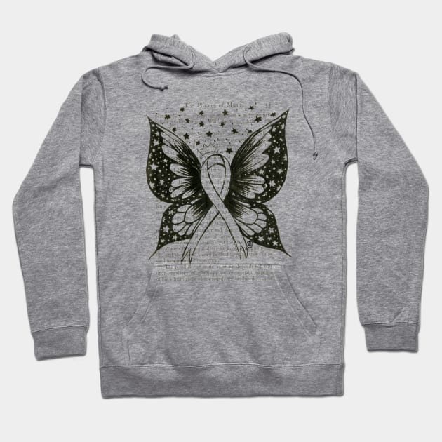 Thyroid Cancer Ribbon w/ wings- black Hoodie by Polkadotdreamer